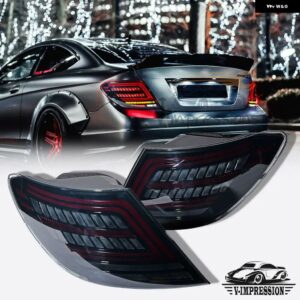 LED テールライト アセンブリ 2007-2014 メルセデス ベンツ C300 W204 C200 C180 C260 シーケンシャルウィンカー ダイナミックバック リアランプ - smoke