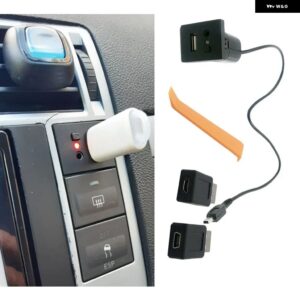 シルバー USB アダプター AUX 入力 ミニ ケーブル USB スロット インターフェース ボタン スイッチ フォード フォーカス 2 MK2 2009 2010 2011 - black