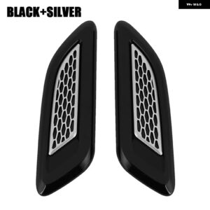 汎用 カーエアインテーク ボンネット フードスクープベント 装飾 カバー VW ゴルフ 5 6 7ポロ6R プジョー 206 207フィアット500 パサート B6 - Black silver