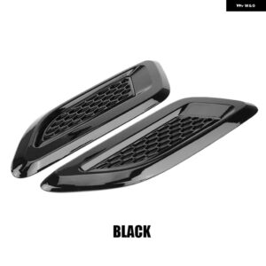 2個入り 汎用 カーエアインテークインレット ボンネット フードスクープベント ステッカー 装飾 カバー チューニングオートマスタングアクセサリー - full Black