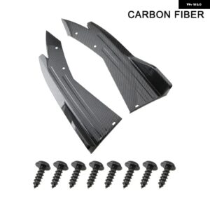 2PCS 汎用 カーリア バンパー スポイラー リップカーボンウィング トリム アンチ クラッシュ ディフューザー サイドスカートラップアングルスプリッター - CARBON