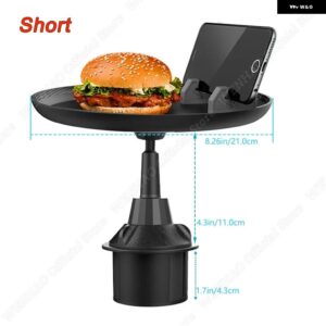 汎用 カーカップ ホルダー トレイ カートレイテーブル 携帯電話 ホルダー マウント 360°回転アーム フードテーブル ほとんど車両に対応 - short