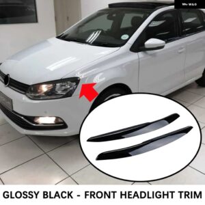 VW アクセサリー ポロ MK5 6R 2010 - 17 ブラック ヘッドライト アイブロウ アイリッドカバー 装飾 トリム - Front Trim