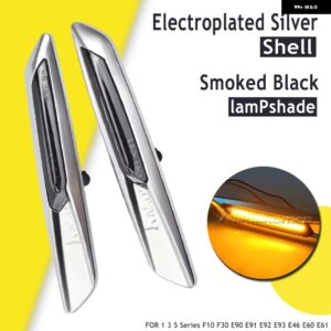 LEDダイナミックサイド マーカーライト シーケンシャルウィンカーランプ BMW 5シリーズF10 F11 528I 528IX 535I 535IX 550I 550IXハイブリッド5 - Electroplated Lens-1