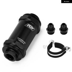 LIZHI RACING - PQY ブラック AN6 / AN8 / AN10 インライン燃料 フィルター E85 エタノール 100ミクロン ステンレス エレメントとPQY ステッカー 付き - AN8 FITTING