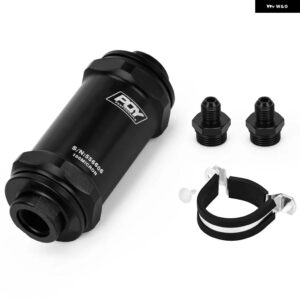 LIZHI RACING - PQY ブラック AN6 / AN8 / AN10 インライン燃料 フィルター E85 エタノール 100ミクロン ステンレス エレメントとPQY ステッカー 付き - AN6 FITTING