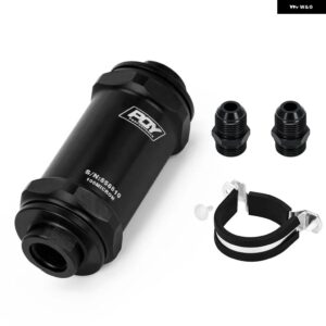 LIZHI RACING - PQY ブラック AN6 / AN8 / AN10 インライン燃料 フィルター E85 エタノール 100ミクロン ステンレス エレメントとPQY ステッカー 付き - AN10 FITTING