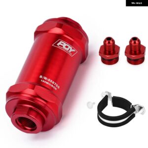 LIZHI RACING - PQY ブラック AN6 / AN8 / AN10 インライン燃料 フィルター E85 エタノール 100ミクロン ステンレス エレメントとPQY ステッカー 付き - AN6 RED