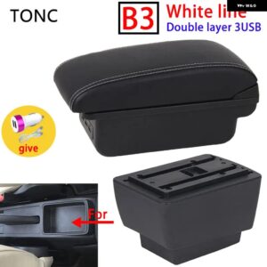 シュコダ オクタビア アームレスト シュコダ オクタビア MK3 A7 2014-2017 車用 アームレスト ボックス レトロパーツ 収納 ボックス カーアクセサリー USB - B3 White line 3 USB