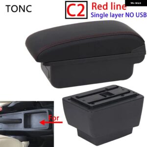 シュコダ オクタビア アームレスト シュコダ オクタビア MK3 A7 2014-2017 車用 アームレスト ボックス レトロパーツ 収納 ボックス カーアクセサリー USB - C2 Red line No USB