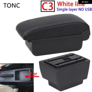 シュコダ オクタビア アームレスト シュコダ オクタビア MK3 A7 2014-2017 車用 アームレスト ボックス レトロパーツ 収納 ボックス カーアクセサリー USB - C3 White line No USB