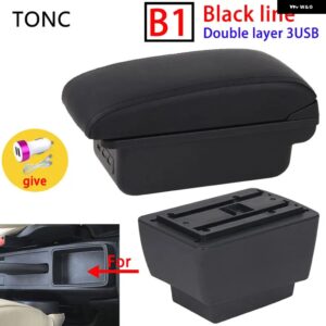 シュコダ オクタビア アームレスト シュコダ オクタビア MK3 A7 2014-2017 車用 アームレスト ボックス レトロパーツ 収納 ボックス カーアクセサリー USB - B1 Black line 3 USB