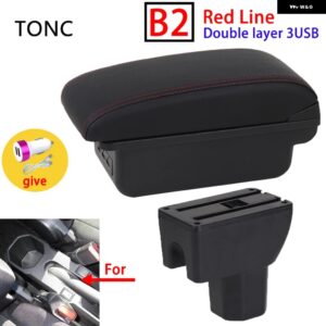 SUI IGNIS アームレスト SUI イグニス 車用 アームレスト ボックス レトロパーツ 内装詳細 収納 ボックス 簡単取付 - B2 Red line 3 USB