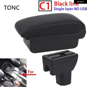 SUI IGNIS アームレスト SUI イグニス 車用 アームレスト ボックス レトロパーツ 内装詳細 収納 ボックス 簡単取付 - C1 Black line No USB