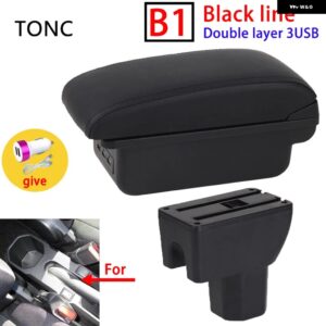 SUI IGNIS アームレスト SUI イグニス 車用 アームレスト ボックス レトロパーツ 内装詳細 収納 ボックス 簡単取付 - B1 Black line 3 USB