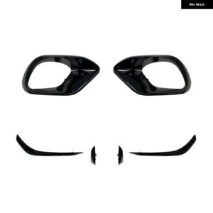 フロントリップ バンパー サイドフード フォグランプ ライトカバー スポイラー エアベント フレーム トリム メルセデス ベンツ CLA W118 C118 CLA45 AMG - A set Gloss Black