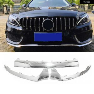 フロント バンパー スポイラー メルセデス ベンツ C クラス W205 2014-2018 C300 C400 C63 ディフューザー ガード フロント バンパー ブ ライトバー - silvery