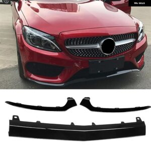 フロント バンパー スポイラー メルセデス ベンツ C クラス W205 2014-2018 C300 C400 C63 ディフューザー ガード フロント バンパー ブ ライトバー - black