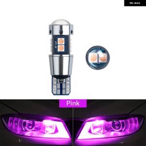 100個 T10 W5W LED 電球 CANバス 3030 10SMD オートウェッジライト ターンサイド 電球 室内読書灯 6000K 超高輝度 12V - PInk