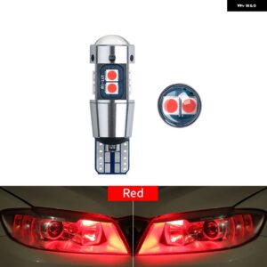 100個 T10 W5W LED 電球 CANバス 3030 10SMD オートウェッジライト ターンサイド 電球 室内読書灯 6000K 超高輝度 12V - Red