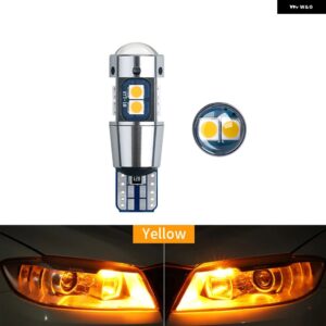 100個 T10 W5W LED 電球 CANバス 3030 10SMD オートウェッジライト ターンサイド 電球 室内読書灯 6000K 超高輝度 12V - Yellow