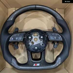 アウディ A4 B9 ブラックラベル カーボン パンチングブラックライン ステアリングホイール S / RS ロゴアクセサリー付き - With RS Logo