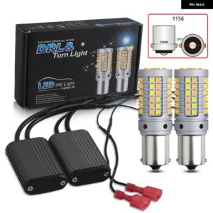 2個 DRL ウィンカー PY21W P21W LED 1156 BA15S BAU15S T20 7440 W21W WY21W デュアルモード デイタイム ランニングライト ホワイト アンバー - 1156 BA15S P21W6