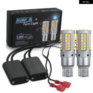 2個 DRL ウィンカー PY21W P21W LED 1156 BA15S BAU15S T20 7440 W21W WY21W デュアルモード デイタイム ランニングライト ホワイト アンバー - 7440 W21W T208