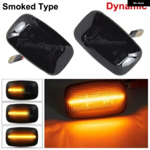 ウィンカーランプ トヨタ ランドクルーザー 100/70/80 プラド 90シリーズ FJクルーザー レクサス LX470 ダイナミックLEDサイド マーカーライト - Dynamic Smoked Black
