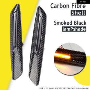 2X LED シーケンシャルフェンダー インジケーター サイドマーカー ウィンカー ウィンカーライト BMW 5シリーズ F10 F11 528I 528IX 535I 2011 12 2013 - Carbon Fiber Lens-1