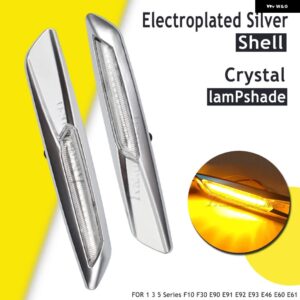 2X LED シーケンシャルフェンダー インジケーター サイドマーカー ウィンカー ウィンカーライト BMW 5シリーズ F10 F11 528I 528IX 535I 2011 12 2013 - Electroplated Lens-2