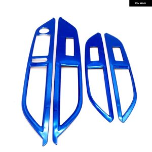 LHD プジョー 3008 5008 GT 2017 - 22 ステンレス インテリア ウィンドウスイッチカバー トリム 4個 - blue