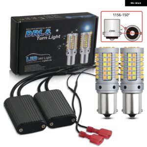 2個 車用 DRL ウィンカー デュアルモード スイッチバック 1156 P21W BA15S PY21W BAU15S 7440 W21W T20 CANBUS デュアルカラー ホワイト イエロー - 1156 BAU15S PY21W7