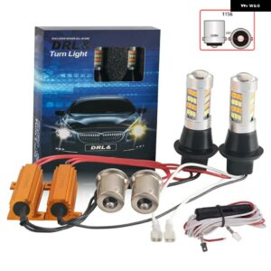 2個 車用 DRL ウィンカー デュアルモード スイッチバック 1156 P21W BA15S PY21W BAU15S 7440 W21W T20 CANBUS デュアルカラー ホワイト イエロー - 1156 BA15S P21W9