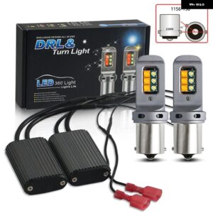 2個 車用 DRL ウィンカー デュアルモード スイッチバック 1156 P21W BA15S PY21W BAU15S 7440 W21W T20 CANBUS デュアルカラー ホワイト イエロー - 1156 BAU15S PY21w2