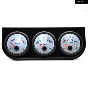水温 摂氏/華氏 油圧 PSI/KG 電圧計 52MM 3IN1 トリプルゲージキット ブラック ベゼル ホワイトフェイス センサー付き - Fahrenheit