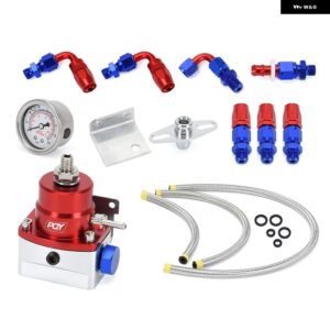 LIZHI - 汎用 調整式燃料圧力レギュレーター ゲージ付き +AN6燃料ラインホース+継手エンドキット - WITH PQY LOGO