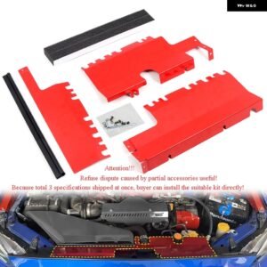 スバル WRX STI 2014-2021 アルミ製 レッド ブラック フロントフード ボンネット エンジン ラジエーター ラジエーター プロテクター カバー キット - b