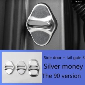 ランドローバー ディフェンダー ロックカバー 車ドアロック ボタン カバー 防錆 DEFENDER90/110 2020-2024 - 90 silver 3 pieces