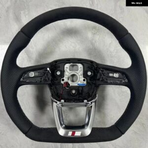 アウディ Q5 フラットボトム スポーツ ヒーター付き アルカンターラ パンチングレザー グレーステッチ ステアリングホイール ベース S/RS ロゴ アセンブリ - With RS Logo