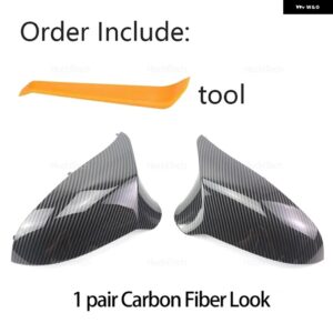 カーボンパターンミラー カバー ブラックミラー カバー オーバーレイ ホワイト BMW F80 F82 F87 M3 M4 2014 - 19 LHD - Carbon Fiber Look