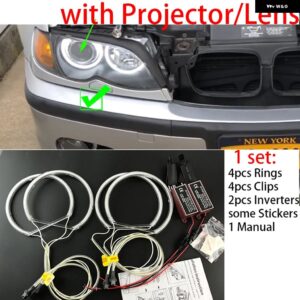 CCFLエンジェルアイキット ウォームホワイトリング BMW E36 3シリーズ ユーロ ヘッドライト 付き 1992-1998 デーモンアイ - E46 2001-05 Xenon