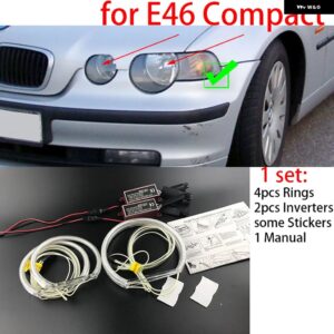 CCFLエンジェルアイキット ウォームホワイトリング BMW E36 3シリーズ ユーロ ヘッドライト 付き 1992-1998 デーモンアイ - E46 Compact