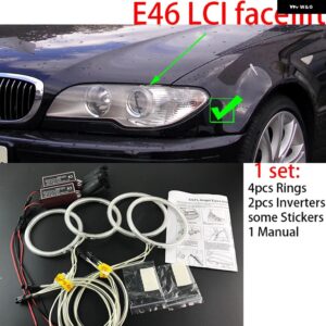 CCFLエンジェルアイキット ウォームホワイトリング BMW E36 3シリーズ ユーロ ヘッドライト 付き 1992-1998 デーモンアイ - E46 LCI Facelift