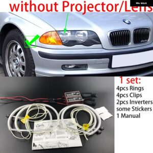 CCFLエンジェルアイキット ウォームホワイトリング BMW E36 3シリーズ ユーロ ヘッドライト 付き 1992-1998 デーモンアイ - E46 1998-01 Halogen