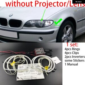 CCFLエンジェルアイキット ウォームホワイトリング BMW E36 3シリーズ ユーロ ヘッドライト 付き 1992-1998 デーモンアイ - E46 2001-05 Halogen