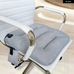 汎用 電気グラフェン加熱 パッド 45X45X4CM カーシート クッション カバー ヒーター サーモスタット 冬用チェアシートウォーマー - Grey with pocket