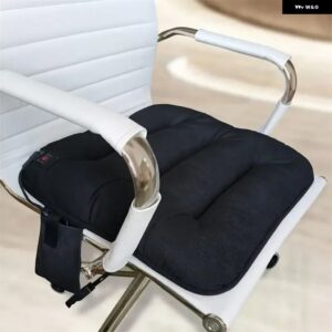 汎用 電気グラフェン加熱 パッド 45X45X4CM カーシート クッション カバー ヒーター サーモスタット 冬用チェアシートウォーマー - Black with pocket