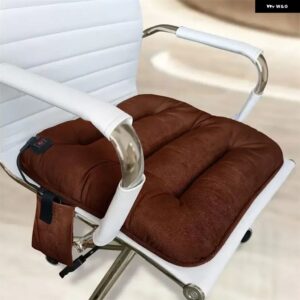 汎用 電気グラフェン加熱 パッド 45X45X4CM カーシート クッション カバー ヒーター サーモスタット 冬用チェアシートウォーマー - Brown with pocket