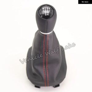 シート レオン 1M1 2002 - 06 カー スタイリング 5速 6速ギアスティック シフト ノブ レザー ブーツ レッドライン 12MM穴 - 5 speed